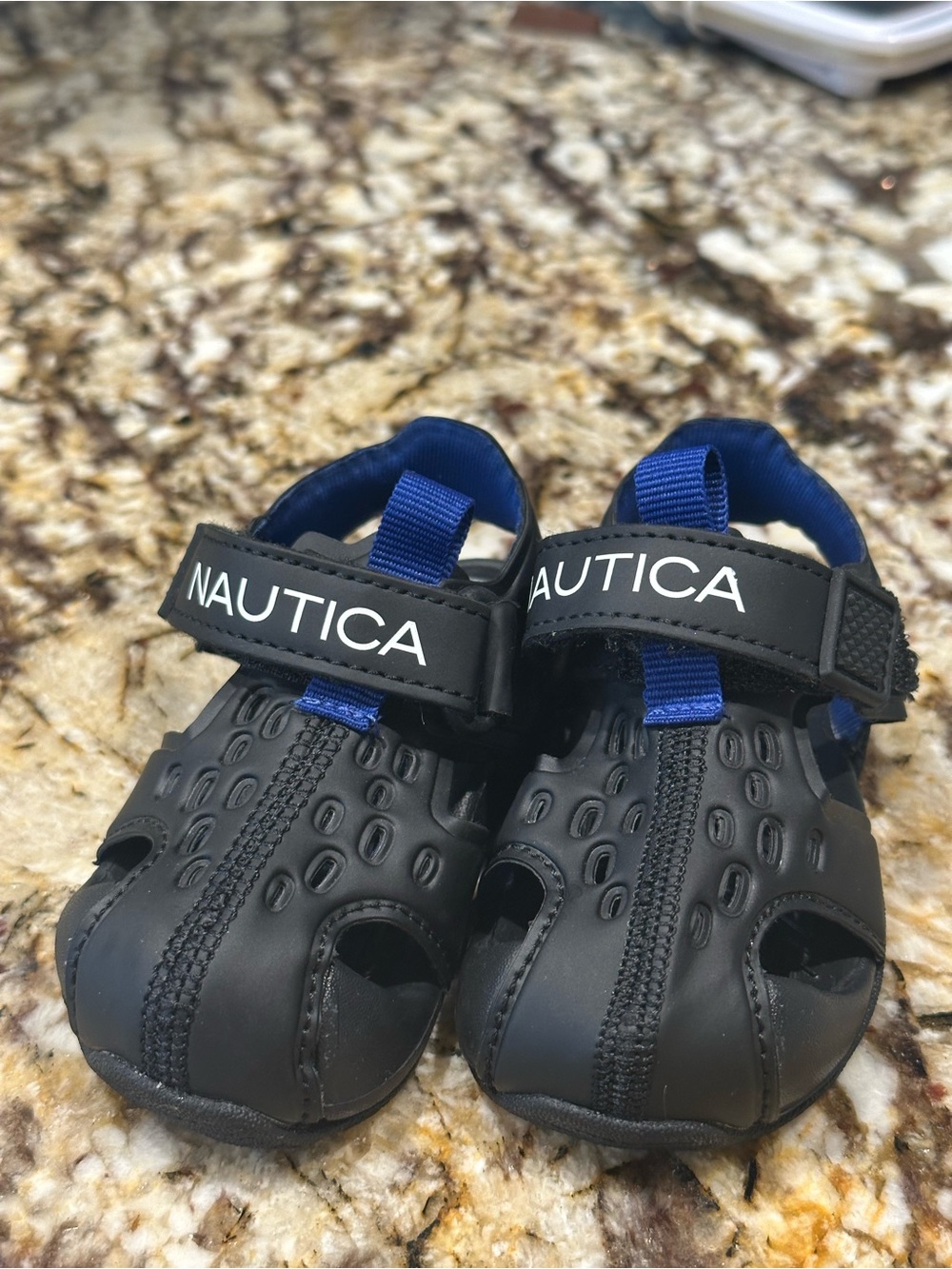 Nautica Kids Black Water Sandals with Blue Tabs